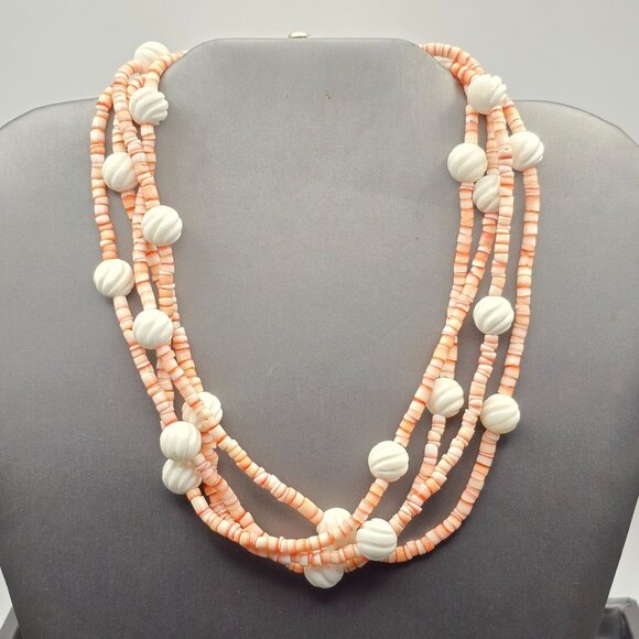 VTG Southwestern Oyster Shell Multi‑Strand Choker Necklace 13" 925 Tube Clasp - Picture 2 of 10